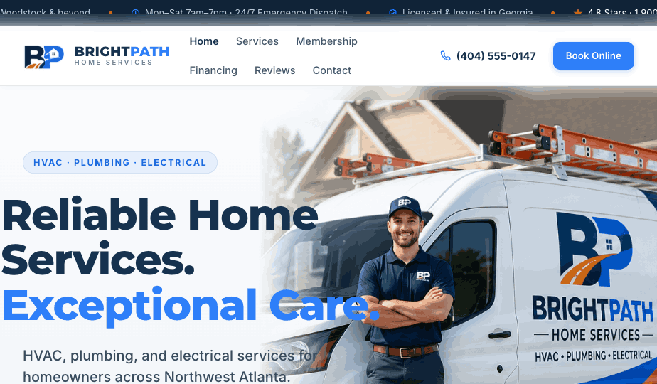 BrightPath Home Services lead-generation website